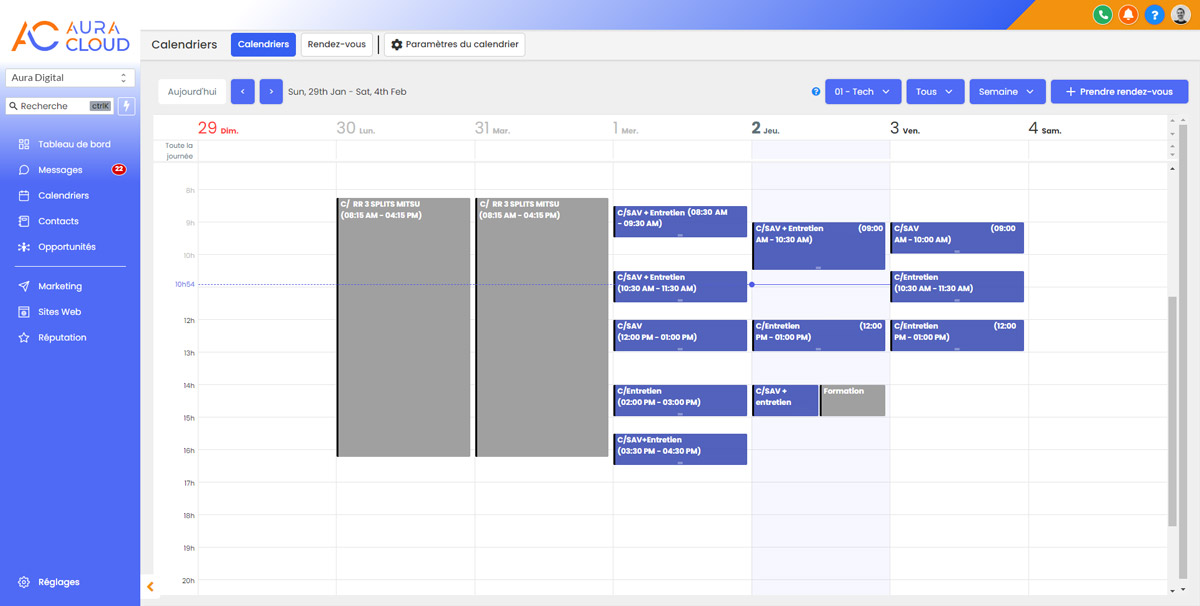 Synchronisez et gérez tous vos calendriers Google et Outlook dans Aura Cloud